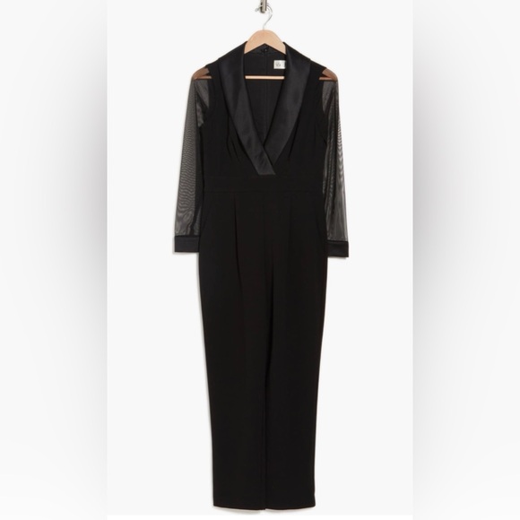 Eliza J Sheer Sleeve Black Jumpsuit (8) - Picture 3 of 13